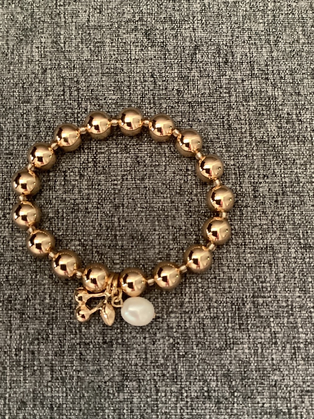 Park Lane Gold-Tone Beaded Bracelet with Red Cherry, Green Leaf and Pearl Charm - Picture 2 of 4